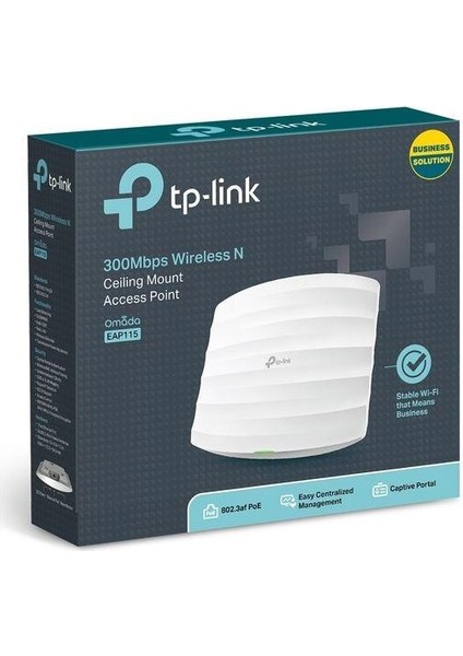 Tp-Lınk Omada EAP115 1 Port 10/100 2.4ghz 300MBPS 2X4DBI Anten Tavan Tipi Access Poınt