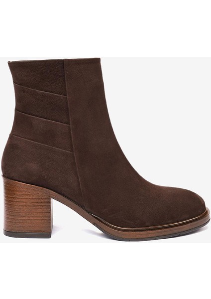 Kadın Kahve Nubuk Hakiki Deri Topuklu Bot 4K2UB59153