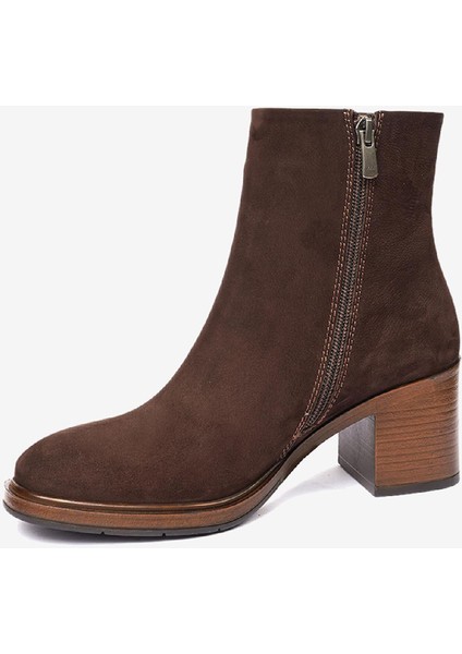 Kadın Kahve Nubuk Hakiki Deri Topuklu Bot 4K2UB59153