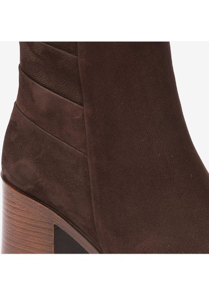Kadın Kahve Nubuk Hakiki Deri Topuklu Bot 4K2UB59153