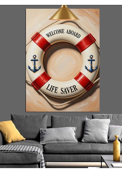 Denizci Can Simidi Çizimi Dekoratif Kanvas - Mdf Ahşap Tablo