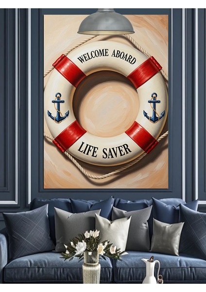 Denizci Can Simidi Çizimi Dekoratif Kanvas - Mdf Ahşap Tablo fiyatları