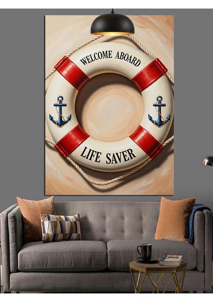 Denizci Can Simidi Çizimi Dekoratif Kanvas - Mdf Ahşap Tablo modelleri