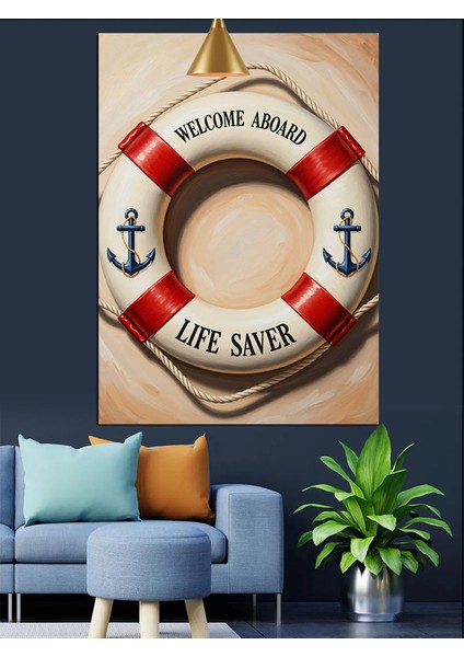 Denizci Can Simidi Çizimi Dekoratif Kanvas - Mdf Ahşap Tablo fırsatları