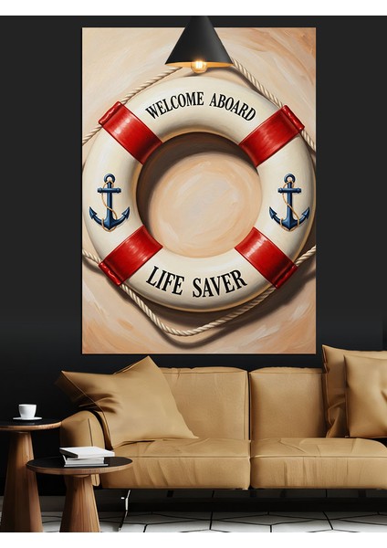 Denizci Can Simidi Çizimi Dekoratif Kanvas - Mdf Ahşap Tablo indirimleri