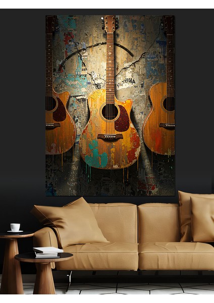 Gitar Müzik Enstrümanı Sanatı Dekoratif Kanvas - Mdf Ahşap Tablo fiyatları