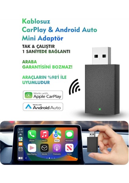 Kablosuz Android Auto/car Play USB Dongle Cihazı