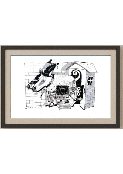 La Intrerupere 17X12CM Orijinal Karikatür Tablo