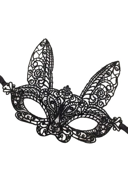 Siyah Dantel Kesim Balo Parti Maskesi 7 No modelleri