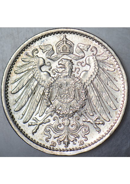 Almanya Gümüş 1 Mark 1915 D. Kayzer Iı. Wilhelm Dönemi. 5,60 gr Çil(-) modelleri
