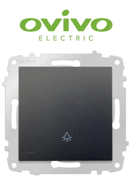 Metalik Siyah Zil Butonu Light Çerçevesiz Grano - Priz ve Anahtar Için Uyumlu Çerçeve