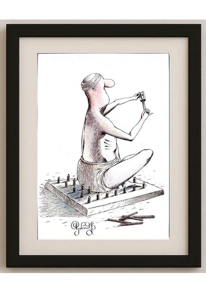 Arkadi Saltykov 29X21CM Orijinal Karikatür Tablo