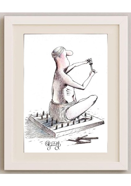 Arkadi Saltykov 29X21CM Orijinal Karikatür Tablo fırsatları