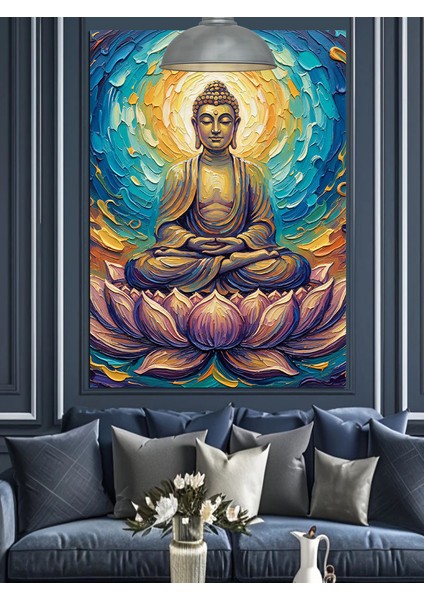 Budha Lotus Pozu Meditasyon Dekoratif Kanvas - Mdf Ahşap Tablo fiyatları