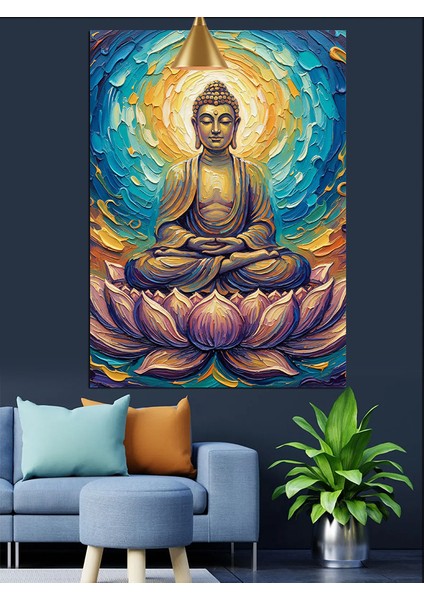 Budha Lotus Pozu Meditasyon Dekoratif Kanvas - Mdf Ahşap Tablo fırsatları