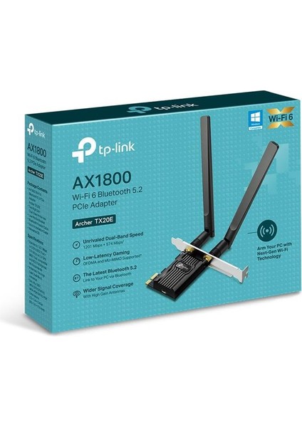 Tp-Lınk Archer TX20E AX1800 Wı-Fı 6 Bluetooth 5.2 Pcıe Adaptor
