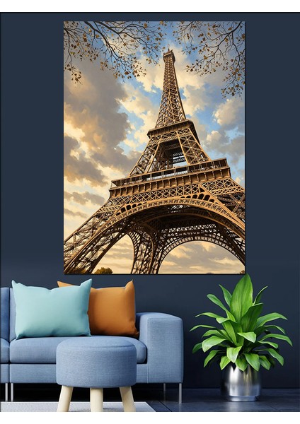 Eyfel Kulesi Şehir Manzarası Dekoratif Kanvas - Mdf Ahşap Tablo fiyatları