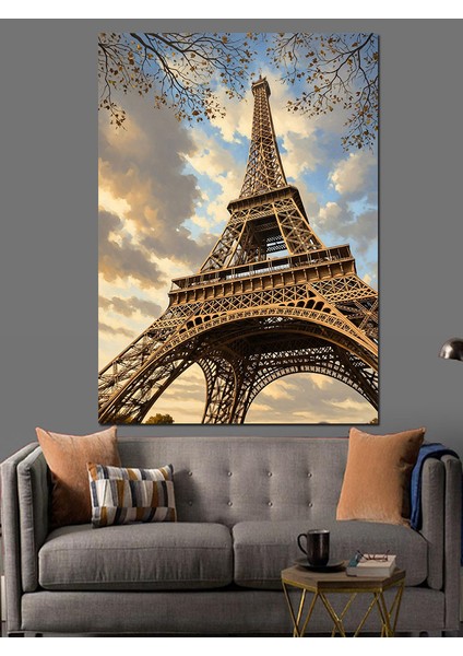 Eyfel Kulesi Şehir Manzarası Dekoratif Kanvas - Mdf Ahşap Tablo fırsatları