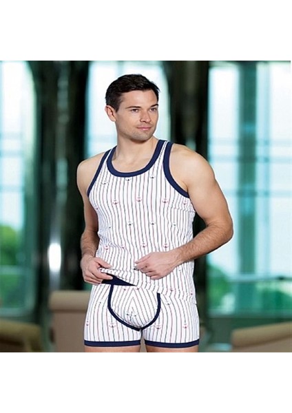 Berrak Erkek Çapa ve Çizgi Baskı Rambo Atlet 1041