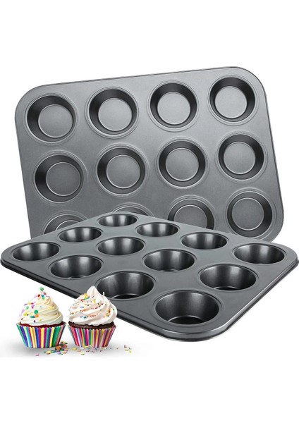 Yanmaz Yapışmaz Muffin Kalıbı 12LI Fırın Mini Kek Browni Kekstra Kalıbı Cupcake Ülü