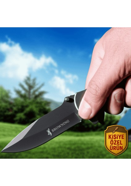 Gül Ağacı Saplı Kilit Mekanizma Isme Özel 9CR18MOV Kalite Paslanmaz Çelik Browning Avcı Kamp Bıçağı modelleri