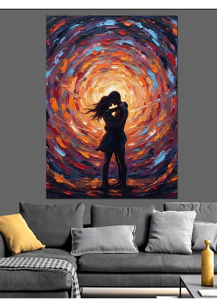 Galaksi Arasında Tek Aşk Dekoratif Kanvas - Mdf Ahşap Tablo