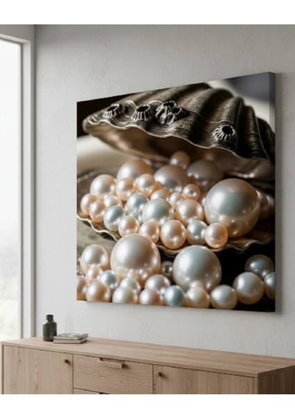 Inciler ve Deniz Kabuğu Kanvas Tablo, Doğal Inci Parıltısı Kanvas Tablo, Lüks Kanvas Tablo