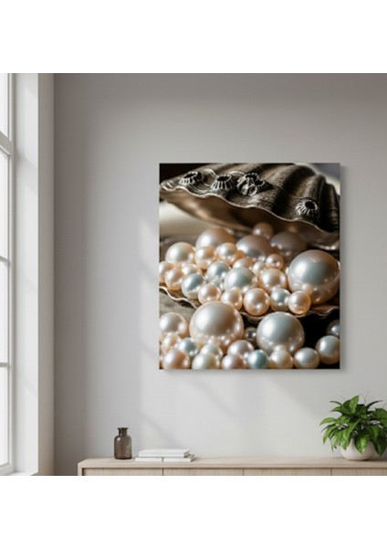 Inciler ve Deniz Kabuğu Kanvas Tablo, Doğal Inci Parıltısı Kanvas Tablo, Lüks Kanvas Tablo modelleri