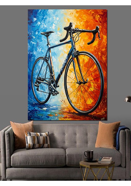 Sporcu Bisiklet Tekerleği Soyut Sanat Dekoratif Kanvas - Mdf Ahşap Tablo