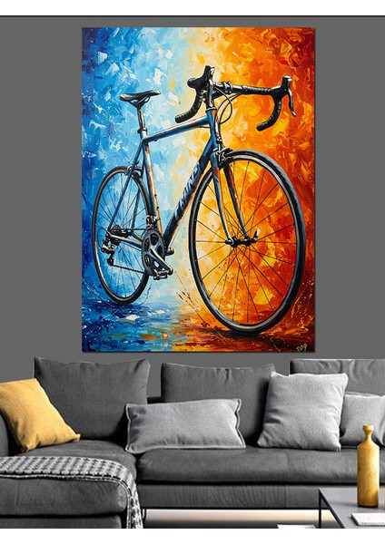 Sporcu Bisiklet Tekerleği Soyut Sanat Dekoratif Kanvas - Mdf Ahşap Tablo fiyatları