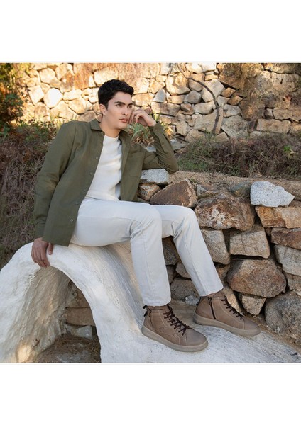 Erkek Vizon Hakiki Deri Sneaker Bot 3K1UB16373