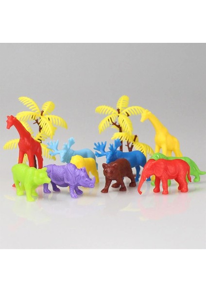 669 Toy Play 12 Parça Renkli Mini Vahşi Hayvanlar Figür Seti 4-6 cm fırsatları