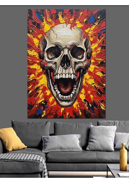 Turuncu Parlak Kurukafa Sanatı Dekoratif Kanvas - Mdf Ahşap Tablo fiyatları