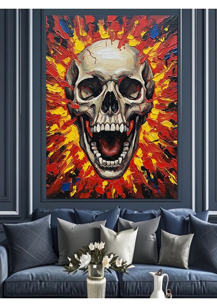 Turuncu Parlak Kurukafa Sanatı Dekoratif Kanvas - Mdf Ahşap Tablo modelleri