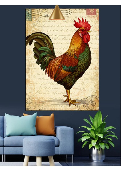 Renkli Horoz Rustik Dekoratif Kanvas - Mdf Ahşap Tablo indirimleri