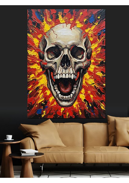 Turuncu Parlak Kurukafa Sanatı Dekoratif Kanvas - Mdf Ahşap Tablo indirimleri