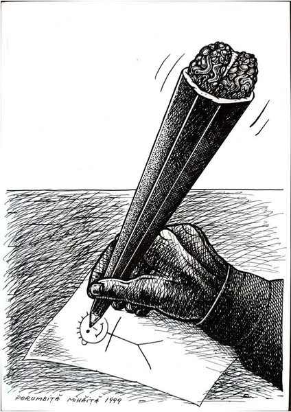 Mihaita Porumbita 29X21CM Orijinal Karikatür Tablo modelleri