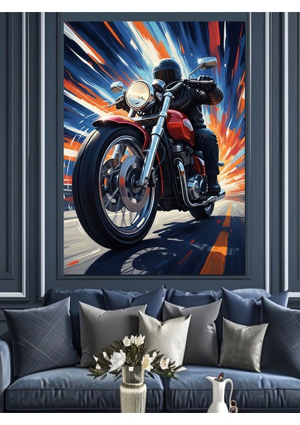 Motorsiklet Sürücüsü Hız Tutkusu Dekoratif Kanvas - Mdf Ahşap Tablo modelleri