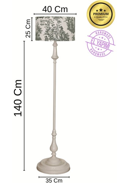 Vintage Yeşil Tole De Jouy Bej Metal Ayak Lambader fiyatları