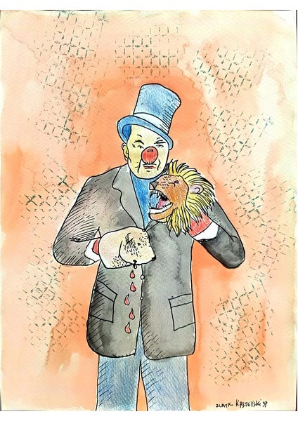Zlatko Krtevski 29X21CM Orijinal Karikatür Tablo modelleri