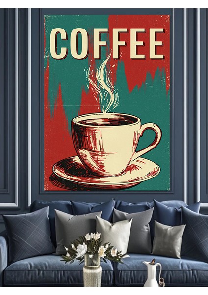 Kahve Kupası Kırmızı Sanat Dekoratif Kanvas - Mdf Ahşap Tablo fiyatları