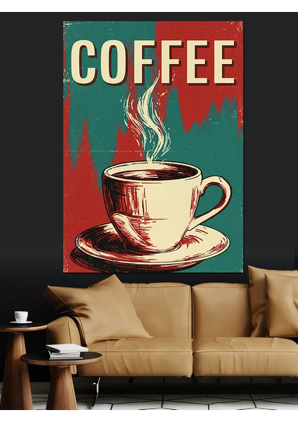 Kahve Kupası Kırmızı Sanat Dekoratif Kanvas - Mdf Ahşap Tablo fırsatları