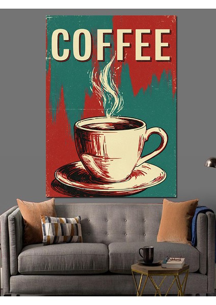 Kahve Kupası Kırmızı Sanat Dekoratif Kanvas - Mdf Ahşap Tablo indirimleri