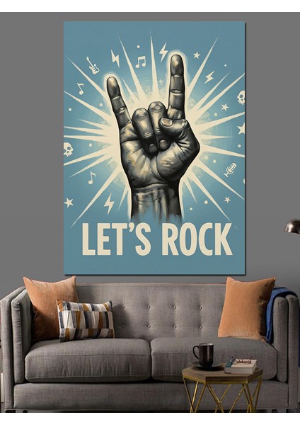Let's Rock El Hareketi Dekoratif Kanvas - Mdf Ahşap Tablo