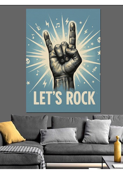Let's Rock El Hareketi Dekoratif Kanvas - Mdf Ahşap Tablo fiyatları