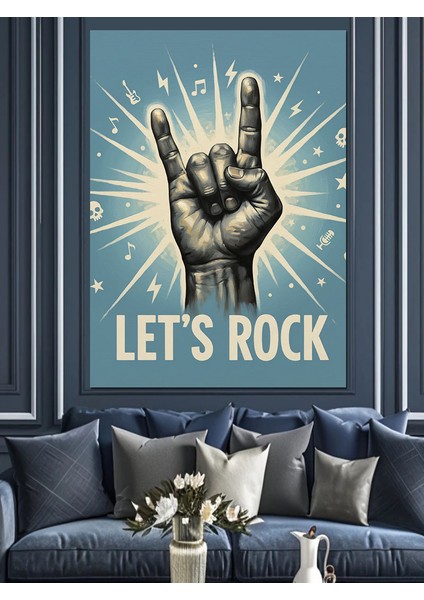Let's Rock El Hareketi Dekoratif Kanvas - Mdf Ahşap Tablo modelleri