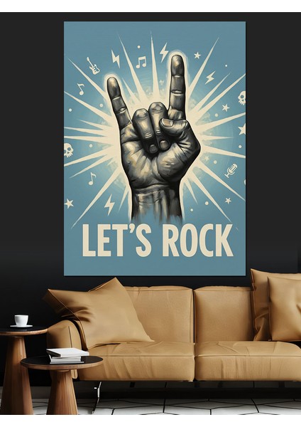 Let's Rock El Hareketi Dekoratif Kanvas - Mdf Ahşap Tablo indirimleri
