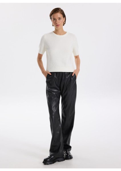 Lastikli Bel Normal Siyah Kadın Pantolon F5WL-PNT0187