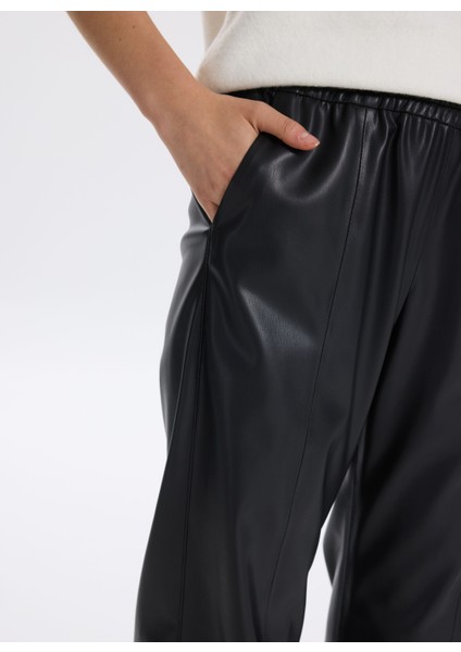 Lastikli Bel Normal Siyah Kadın Pantolon F5WL-PNT0187 fırsatları