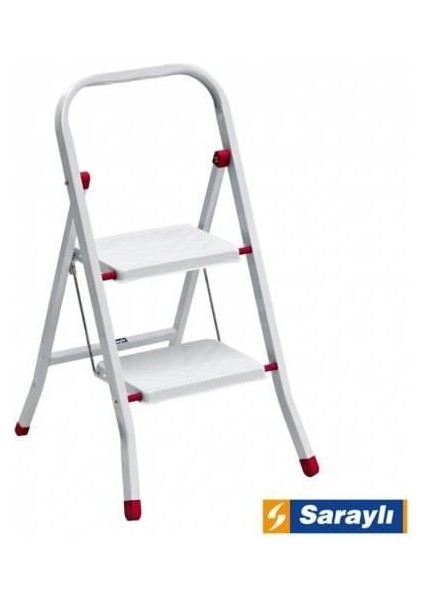 Saraylı Pratik Metal Merdiven Beyaz 2 Basamaklı